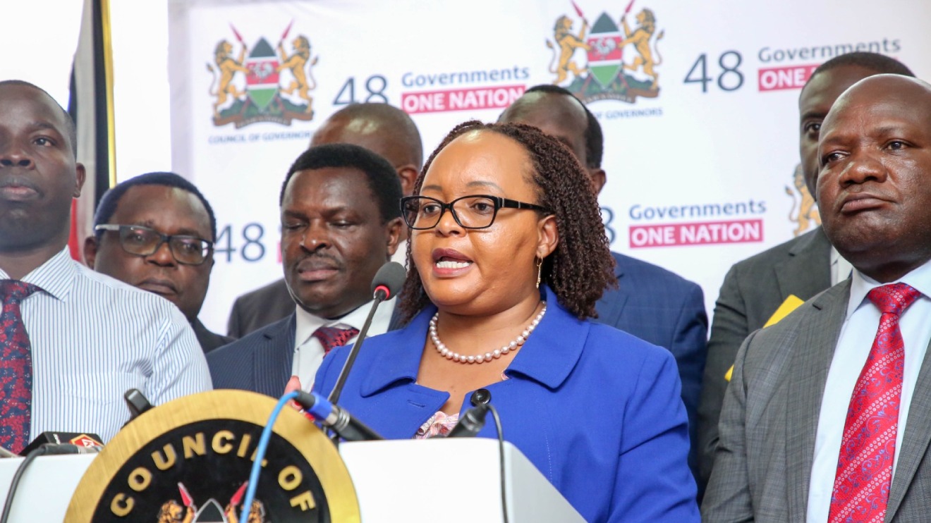 Anne Waiguru flanked by other governors. PHOTO/COURTESY